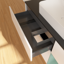 Тумба под раковину Villeroy & Boch Finion 120х50,1 см с подсветкой МДФ белый матовый лак/стекло черное матовое F422GMMT