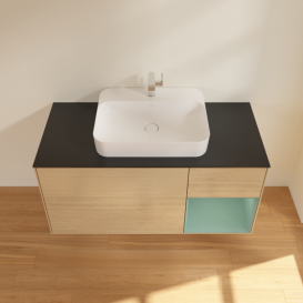 Тумба под раковину Villeroy & Boch Finion 120х50,1 см с подсветкой МДФ шпон дуба/стекло черное матовое F422GMPC