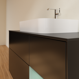 Тумба под раковину Villeroy & Boch Finion 120х50,1 см с подсветкой МДФ черный матовый лак/стекло черное матовое F422GMPD