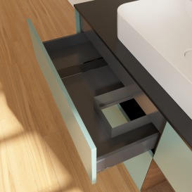 Тумба под раковину Villeroy & Boch Finion 120х50,1 см с подсветкой МДФ оливковый матовый лак/стекло черное матовое F422GNGM