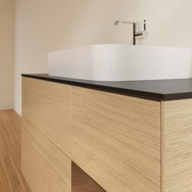 Тумба под раковину Villeroy & Boch Finion 120х50,1 см с подсветкой МДФ шпон дуба/стекло черное матовое F422GNPC