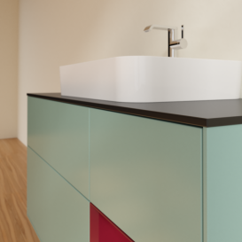 Тумба под раковину Villeroy & Boch Finion 120х50,1 см с подсветкой МДФ оливковый матовый лак/стекло черное матовое F422HBGM