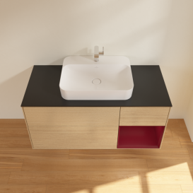 Тумба под раковину Villeroy & Boch Finion 120х50,1 см с подсветкой МДФ шпон дуба/стекло черное матовое F422HBPC