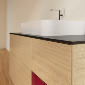 Тумба под раковину Villeroy & Boch Finion 120х50,1 см с подсветкой МДФ шпон дуба/стекло черное матовое F422HBPC