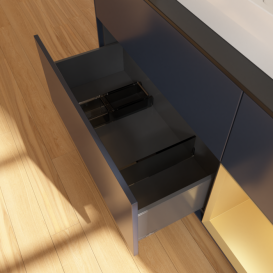 Тумба под раковину Villeroy & Boch Finion 120х50,1 см с подсветкой МДФ темно-синий матовый лак/стекло черное матовое F422HFHG