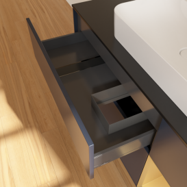 Тумба под раковину Villeroy & Boch Finion 120х50,1 см с подсветкой МДФ темно-синий матовый лак/стекло черное матовое F422HFHG