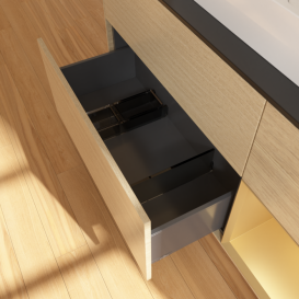 Тумба под раковину Villeroy & Boch Finion 120х50,1 см с подсветкой МДФ шпон дуба/стекло черное матовое F422HFPC