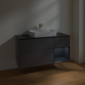 Тумба под раковину Villeroy & Boch Finion 120х50,1 см с подсветкой МДФ антрацит матовый лак/стекло черное матовое F422HGGK