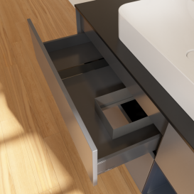 Тумба под раковину Villeroy & Boch Finion 120х50,1 см с подсветкой МДФ антрацит матовый лак/стекло черное матовое F422HGGK