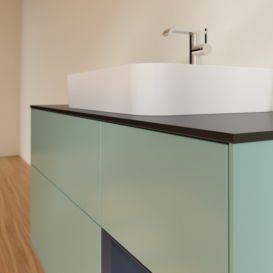 Тумба под раковину Villeroy & Boch Finion 120х50,1 см с подсветкой МДФ оливковый матовый лак/стекло черное матовое F422HGGM