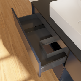 Тумба под раковину Villeroy & Boch Finion 120х50,1 см с подсветкой МДФ темно-синий матовый лак/стекло черное матовое F422HGHG