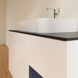 Тумба под раковину Villeroy & Boch Finion 120х50,1 см с подсветкой МДФ белый матовый лак/стекло черное матовое F422HGMT