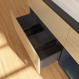 Тумба под раковину Villeroy & Boch Finion 120х50,1 см с подсветкой МДФ шпон дуба/стекло черное матовое F422HGPC