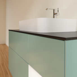 Тумба под раковину Villeroy & Boch Finion 120х50,1 см с подсветкой МДФ оливковый матовый лак/стекло черное матовое F422MTGM