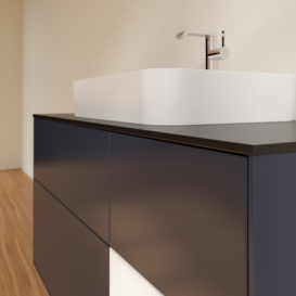 Тумба под раковину Villeroy & Boch Finion 120х50,1 см с подсветкой МДФ темно-синий матовый лак/стекло черное матовое F422MTHG