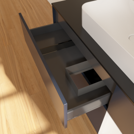 Тумба под раковину Villeroy & Boch Finion 120х50,1 см с подсветкой МДФ темно-синий матовый лак/стекло черное матовое F422MTHG