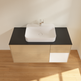 Тумба под раковину Villeroy & Boch Finion 120х50,1 см с подсветкой МДФ шпон дуба/стекло черное матовое F422MTPC