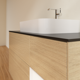 Тумба под раковину Villeroy & Boch Finion 120х50,1 см с подсветкой МДФ шпон дуба/стекло черное матовое F422MTPC