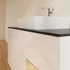 Тумба под раковину Villeroy & Boch Finion 120х50,1 см с подсветкой МДФ глянцевый белый лак/стекло черное матовое F422PCGF