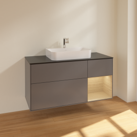 Тумба под раковину Villeroy & Boch Finion 120х50,1 см с подсветкой МДФ антрацит матовый лак/стекло черное матовое F422PCGK