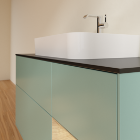 Тумба под раковину Villeroy & Boch Finion 120х50,1 см с подсветкой МДФ оливковый матовый лак/стекло черное матовое F422PCGM