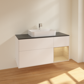 Тумба под раковину Villeroy & Boch Finion 120х50,1 см с подсветкой МДФ белый матовый лак/стекло черное матовое F422PCMT