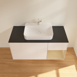 Тумба под раковину Villeroy & Boch Finion 120х50,1 см с подсветкой МДФ белый матовый лак/стекло черное матовое F422PCMT