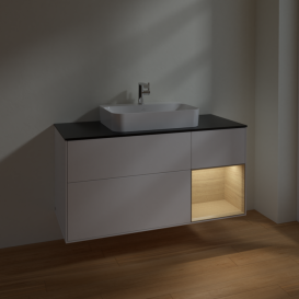 Тумба под раковину Villeroy & Boch Finion 120х50,1 см с подсветкой МДФ белый матовый лак/стекло черное матовое F422PCMT