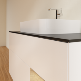 Тумба под раковину Villeroy & Boch Finion 120х50,1 см с подсветкой МДФ белый матовый лак/стекло черное матовое F422PCMT