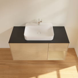 Тумба под раковину Villeroy & Boch Finion 120х50,1 см с подсветкой МДФ шпон дуба/стекло черное матовое F422PCPC