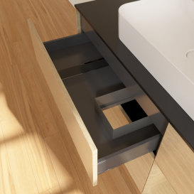 Тумба под раковину Villeroy & Boch Finion 120х50,1 см с подсветкой МДФ шпон дуба/стекло черное матовое F422PCPC