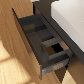 Тумба под раковину Villeroy & Boch Finion 120х50,1 см с подсветкой МДФ черный матовый лак/стекло черное матовое F422PCPD