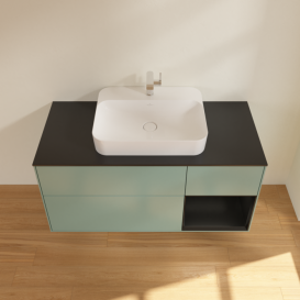 Тумба под раковину Villeroy & Boch Finion 120х50,1 см с подсветкой МДФ оливковый матовый лак/стекло черное матовое F422PDGM