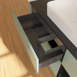 Тумба под раковину Villeroy & Boch Finion 120х50,1 см с подсветкой МДФ оливковый матовый лак/стекло черное матовое F422PDGM