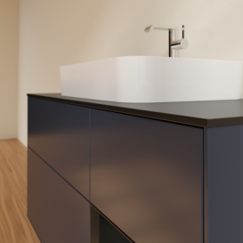 Тумба под раковину Villeroy & Boch Finion 120х50,1 см с подсветкой МДФ темно-синий матовый лак/стекло черное матовое F422PDHG