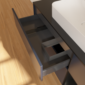 Тумба под раковину Villeroy & Boch Finion 120х50,1 см с подсветкой МДФ темно-синий матовый лак/стекло черное матовое F422PDHG