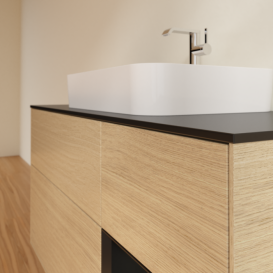 Тумба под раковину Villeroy & Boch Finion 120х50,1 см с подсветкой МДФ шпон дуба/стекло черное матовое F422PDPC