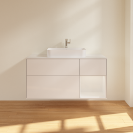 Тумба под раковину Villeroy & Boch Finion 120х50,1 см с подсветкой МДФ глянцевый белый лак/стекло белое матовое G421GFGF