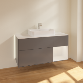 Тумба под раковину Villeroy & Boch Finion 120х50,1 см с подсветкой МДФ антрацит матовый лак/стекло белое матовое G421GFGK