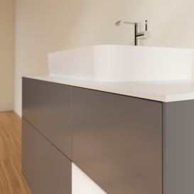 Тумба под раковину Villeroy & Boch Finion 120х50,1 см с подсветкой МДФ антрацит матовый лак/стекло белое матовое G421GFGK