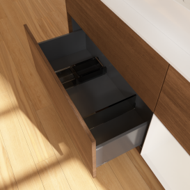 Тумба под раковину Villeroy & Boch Finion 120х50,1 см с подсветкой МДФ шпон грецкого ореха/стекло белое матовое G421GFGN