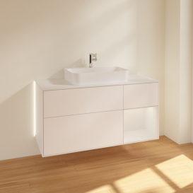 Тумба под раковину Villeroy & Boch Finion 120х50,1 см с подсветкой МДФ белый матовый лак/стекло белое матовое G421GFMT