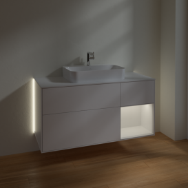 Тумба под раковину Villeroy & Boch Finion 120х50,1 см с подсветкой МДФ белый матовый лак/стекло белое матовое G421GFMT