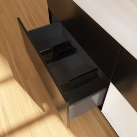 Тумба под раковину Villeroy & Boch Finion 120х50,1 см с подсветкой МДФ черный матовый лак/стекло белое матовое G421GFPD