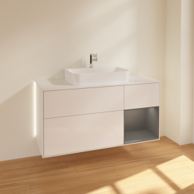 Тумба под раковину Villeroy & Boch Finion 120х50,1 см с подсветкой МДФ глянцевый белый лак/стекло белое матовое G421GKGF