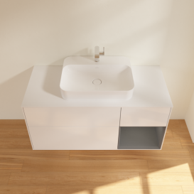 Тумба под раковину Villeroy & Boch Finion 120х50,1 см с подсветкой МДФ глянцевый белый лак/стекло белое матовое G421GKGF