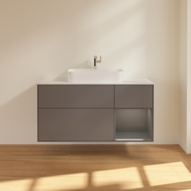 Тумба под раковину Villeroy & Boch Finion 120х50,1 см с подсветкой МДФ антрацит матовый лак/стекло белое матовое G421GKGK