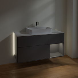 Тумба под раковину Villeroy & Boch Finion 120х50,1 см с подсветкой МДФ антрацит матовый лак/стекло белое матовое G421GKGK