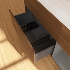 Тумба под раковину Villeroy & Boch Finion 120х50,1 см с подсветкой МДФ шпон грецкого ореха/стекло белое матовое G421GKGN