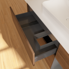 Тумба под раковину Villeroy & Boch Finion 120х50,1 см с подсветкой МДФ шпон грецкого ореха/стекло белое матовое G421GKGN